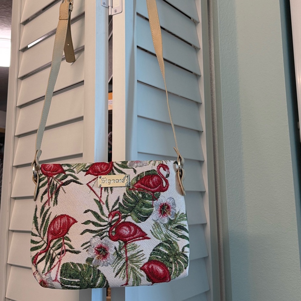 4/$20 Signare Flamingo Print Shoulder Bag